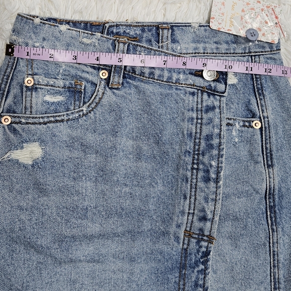 NWT Size 24 Free People Parker Denim Wrap Skirt Mini Skirt Surf's Up - Picture 9 of 12